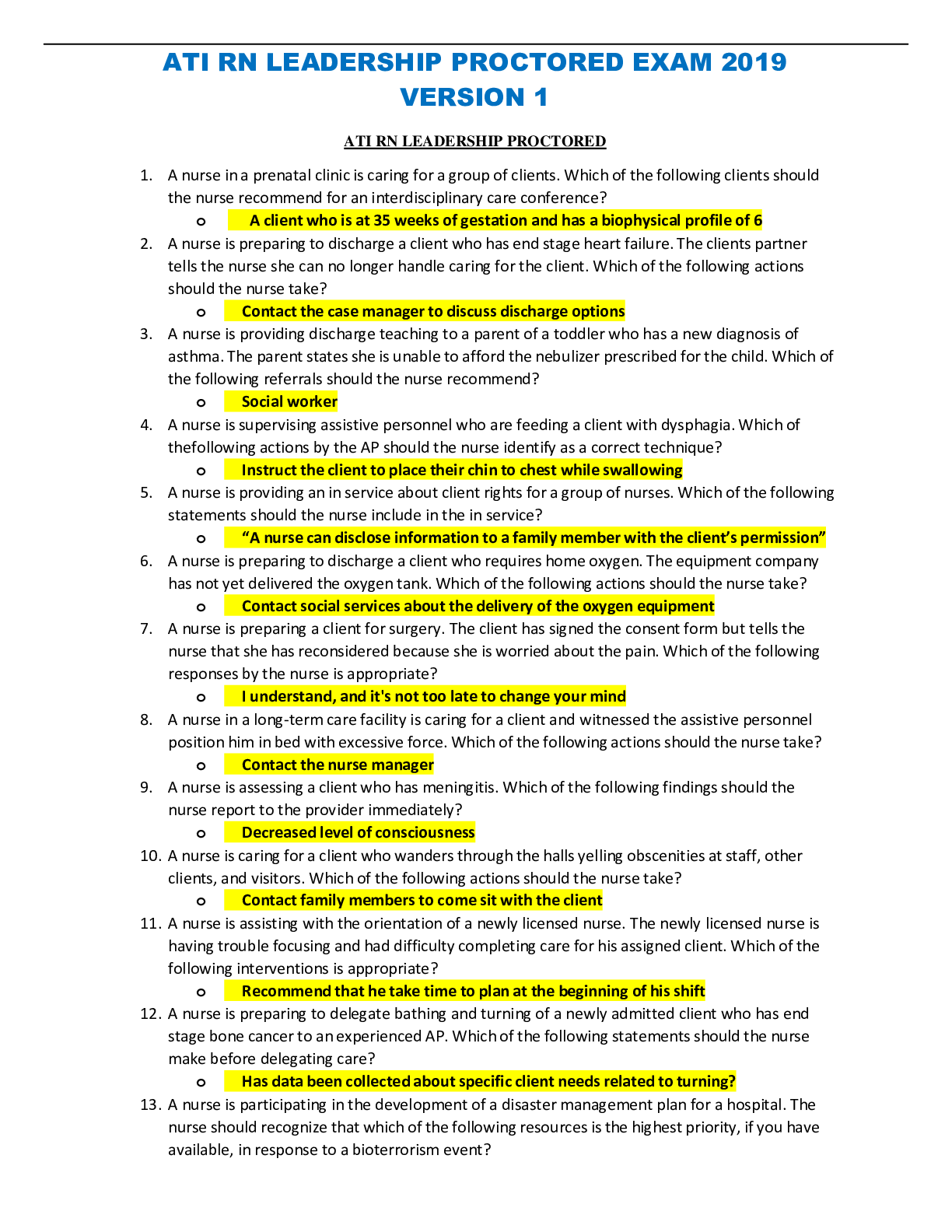 Preview image for ATI Leadership Proctored Exam